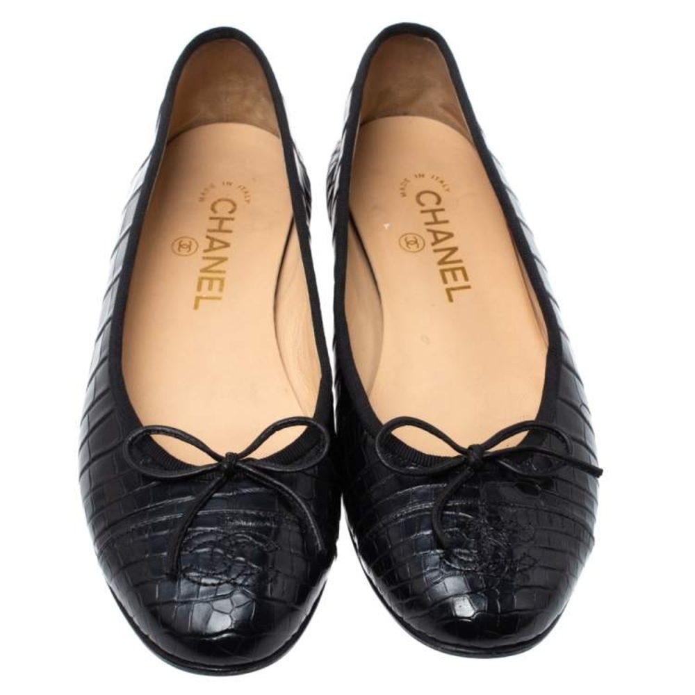Chanel Croc Ballet Flats Authentic